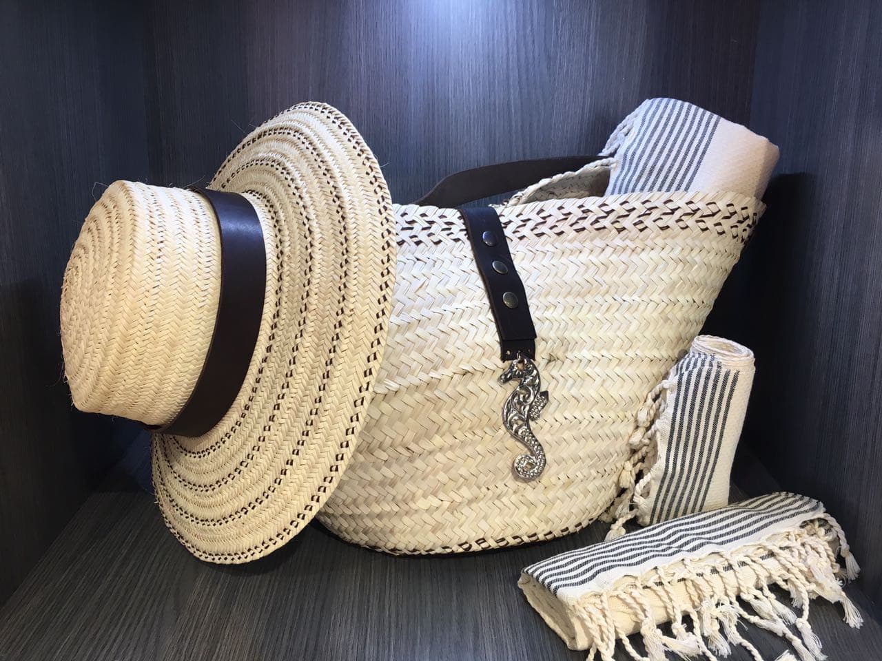 Traditional Tunisian woven baskets, hats, and textiles
